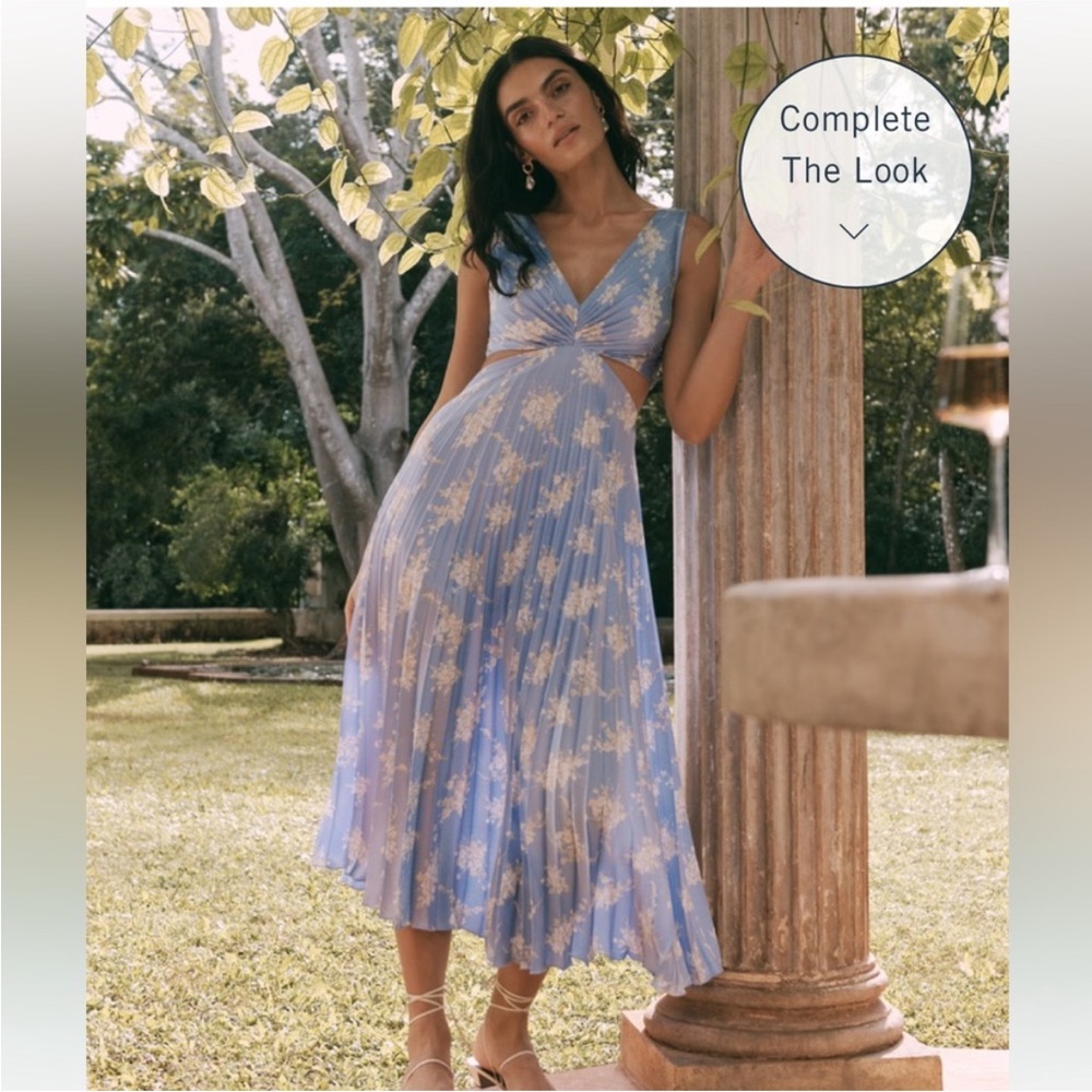 Abercrombie Giselle Pleated Cutout Maxi Dress